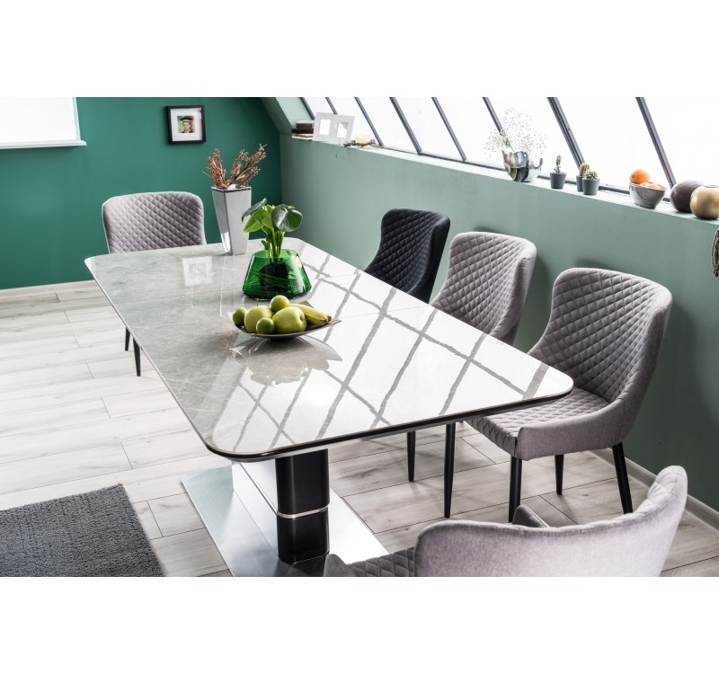 ΠΑΛΛΑΣ ΚΕΡΑΜΙΚΟ ΤΡΑΠΕΖΙ ΜΑΡΜΑΡΟ ΕΦΕ ΓΚΡΙ / ΜΑΥΡΟ ΜΑΤ 160 (210) x90 DIOMMI PALLASCSZC160