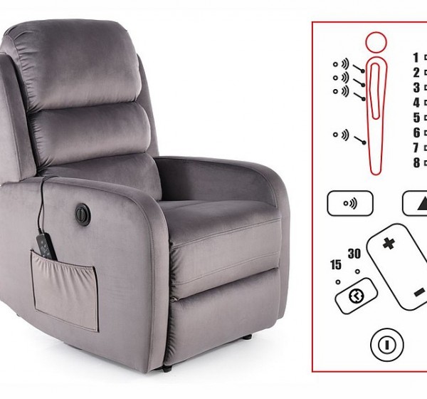 ΠΤΥΣΣΟΜΕΝΗ ΠΟΛΥΘΡΟΝΑ PEGASUS M (ΛΕΙΤΟΥΡΓΙΑ ΜΑΣΑΖ) 64X88-160X102  ΒΕΛΟΥΔΙ ΓΚΡΙ ΜΠΛΟΥΒΕΛ 14 DIOMMI PEGAZMVSZ