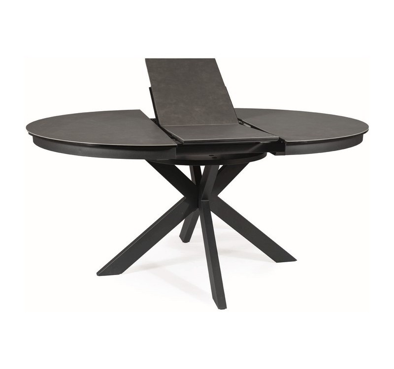 STÓŁ PORTO CERAMIC CIEMNY SZARY EFEKT MARMURU/CZARNY MAT 120(160)X120