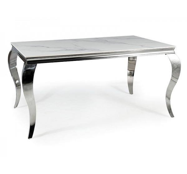 STÓŁ PRINCE CERAMIC BIAŁY CALACATTA/CHROM 150X90