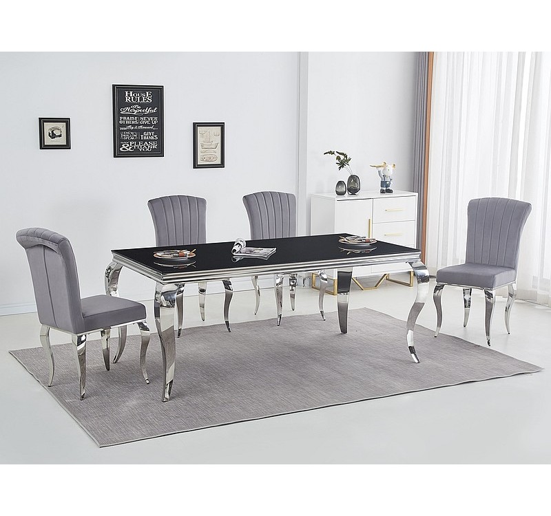 CHAIR PRINCE VELVET CHROME / GRAY TAP. 195 DIOMMI PRINCEVSZCH