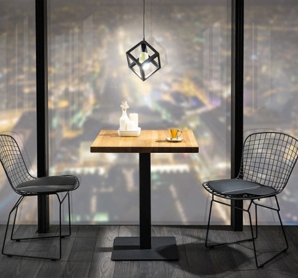 Τραπέζι μπαρ καπλαμάς/μεταλικα Puro 60x60x76 μαύρος/δρυς DIOMMI PURODC60