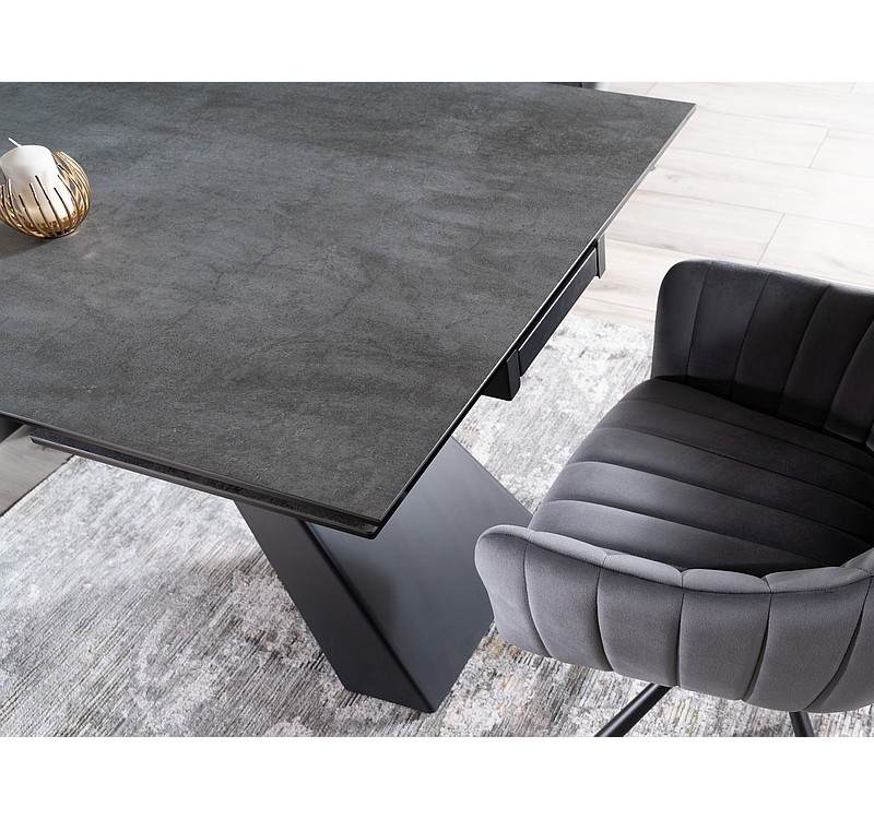 SALVADORE ΚΕΡΑΜΙΚΟ ΤΡΑΠΕΖΙ ΓΚΡΙ ΜΑΡΜΑΡΟ / ΜΑΥΡΟ ΜΑΤ (160-240) X90 DIOMMI SALVADORESZC