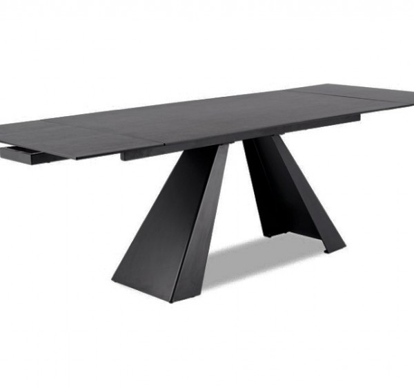 SALVADORE ΚΕΡΑΜΙΚΟ ΤΡΑΠΕΖΙ ΓΚΡΙ ΜΑΡΜΑΡΟ / ΜΑΥΡΟ ΜΑΤ (160-240) X90 DIOMMI SALVADORESZC