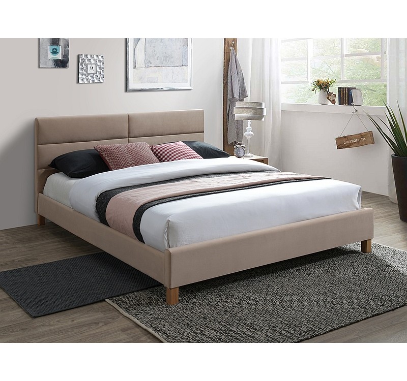 Επενδυμένο κρεβάτι Sierra 160x200 με Βελούδο σε χρώμα Μπεζ  DIOMMI SIERRAV160ΚΡΕΒΑΤΙ