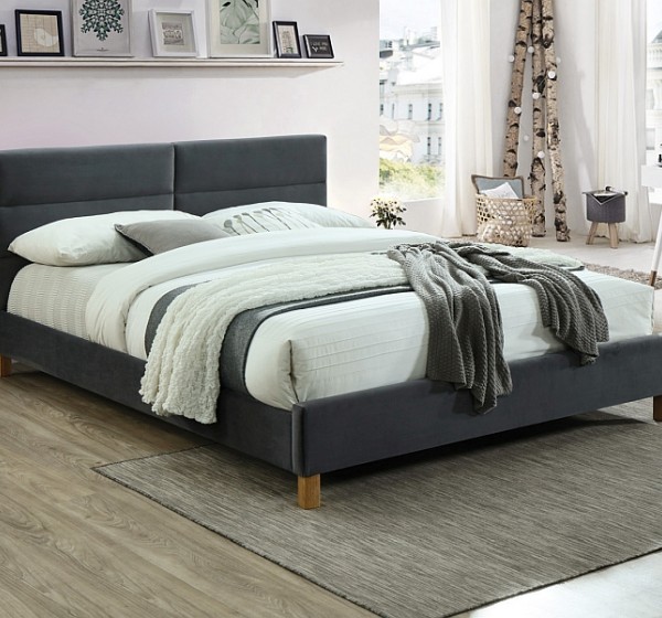 Επενδυμένο κρεβάτι Sierra 160x200 με Βελούδο σε χρώμα Γκρι DIOMMI SIERRAV160SZD