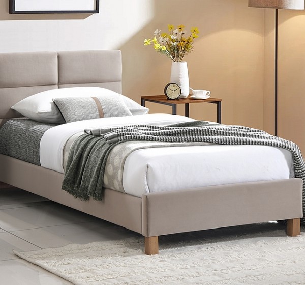 ŁÓŻKO SIERRA VELVET 90x200 KOLOR BEŻ/DĄB TAP. BLUVEL 28