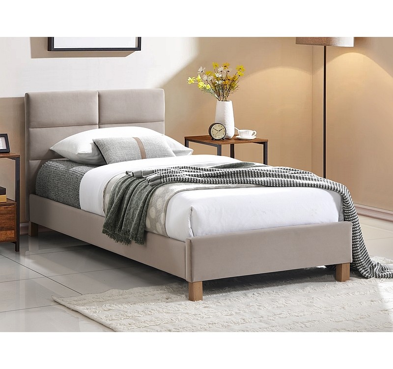 ŁÓŻKO SIERRA VELVET 90x200 KOLOR BEŻ/DĄB TAP. BLUVEL 28