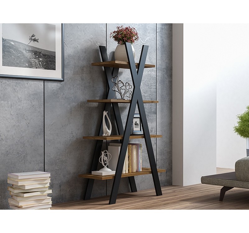 ΒΙΒΛΙΟΘΗΚΗ TIPI OAK WOTAN + BLACK 136X80 DIOMMI TIPIDWC