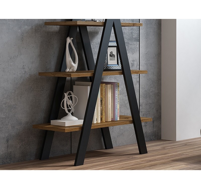 ΒΙΒΛΙΟΘΗΚΗ TIPI OAK WOTAN + BLACK 136X80 DIOMMI TIPIDWC