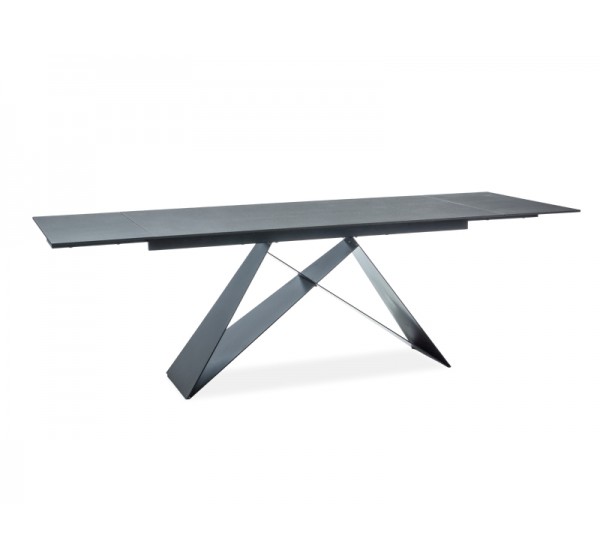 Τραπέζι τραπεζαρίας επεκτεινόμενο γυάλινο μαύρο ματ WESTIN 160(+80)х90х76 DIOMMI 80-853