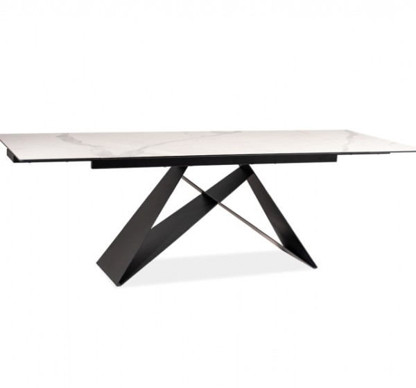 STÓŁ WESTIN III CERAMIC BIAŁY MARMUR/CZARNY MAT (180-260)X90