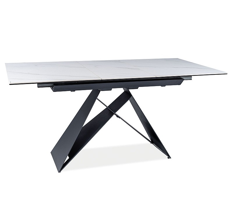 Τραπέζι κουζίνας επεκτεινόμενο κεραμικό λευκό με μαύρο WESTIN 120(+40)х80х76 DIOMMI 80-854
