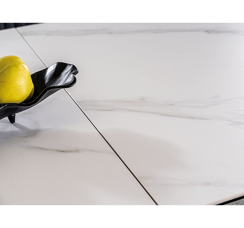 Τραπέζι κουζίνας επεκτεινόμενο κεραμικό λευκό με μαύρο WESTIN 120(+40)х80х76 DIOMMI 80-854