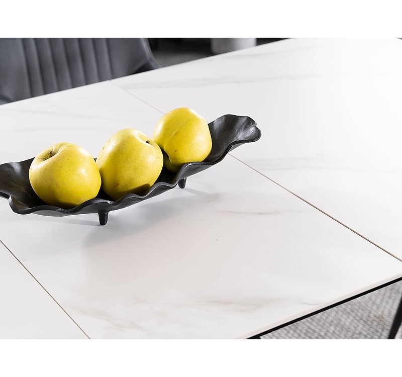 Τραπέζι κουζίνας επεκτεινόμενο κεραμικό λευκό με μαύρο WESTIN 120(+40)х80х76 DIOMMI 80-854