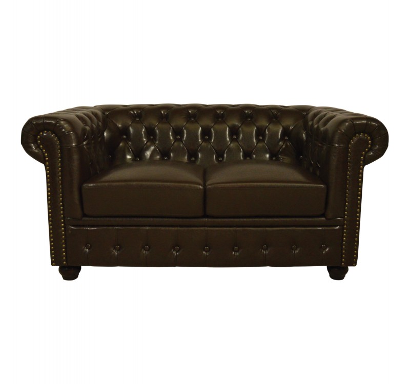 ΚΑΝΑΠΕΣ 2ΘΕΣΙΟΣ T.CHESTERFIELD HM3010.01 ΤΕΧΝΟΔΕΡΜΑ ΣΚΟΥΡΟ ΚΑΦΕ 155x90x73 εκ.