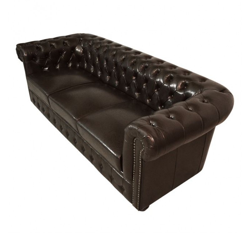 ΚΑΝΑΠΕΣ 3ΘΕΣΙΟΣ T.CHESTERFIELD HM3009.01 ΤΕΧΝΟΔΕΡΜΑ ΣΚΟΥΡΟ ΚΑΦΕ 208x90x73Υ εκ.