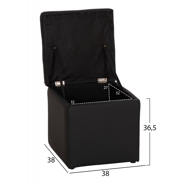ΣΚΑΜΠΩ ΜΕ ΑΠΟΘΗΚΕΥΤΙΚΟ ΧΩΡΟ PU ΜΑΥΡΟ CUBE HM224.01 38x38x36.5Υεκ.