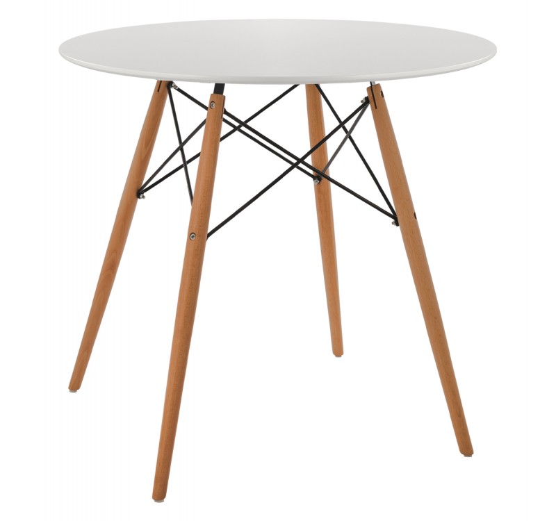 ΤΡΑΠΕΖΙ MINIMAL ΣΤΡΟΓΓΥΛΟ HM0059.01 MDF ΣΕ ΛΕΥΚΟ-ΠΟΔΙΑ ΟΞΙΑΣ ΦΥΣΙΚΟ Φ80Χ72Υεκ.