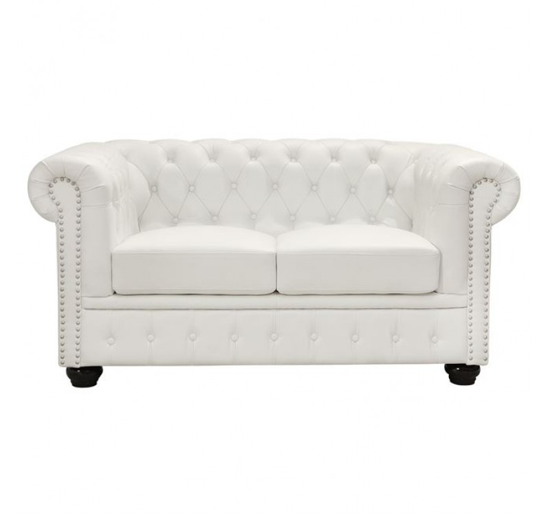 ΚΑΝΑΠΕΣ 2ΘΕΣΙΟΣ T.CHESTERFIELD HM3010.02 ΤΕΧΝΟΔΕΡΜΑ ΛΕΥΚΟ ΜΑΤ 155x90x73 εκ.