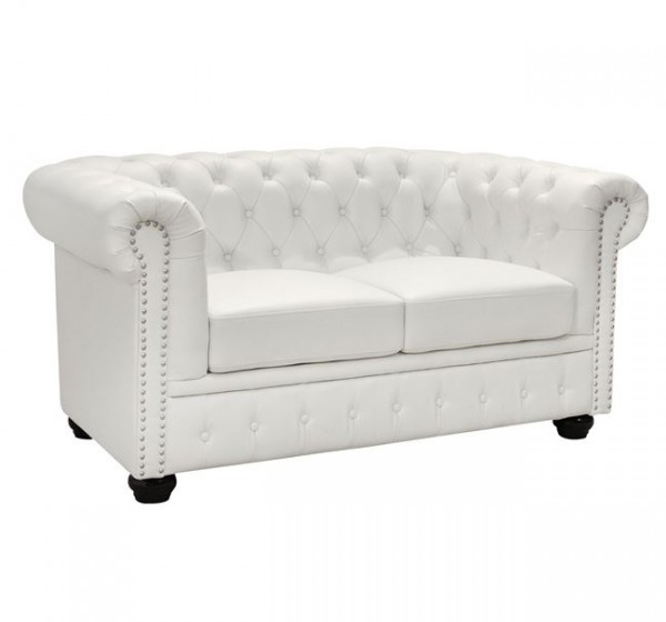 ΚΑΝΑΠΕΣ 2ΘΕΣΙΟΣ T.CHESTERFIELD HM3010.02 ΤΕΧΝΟΔΕΡΜΑ ΛΕΥΚΟ ΜΑΤ 155x90x73 εκ.