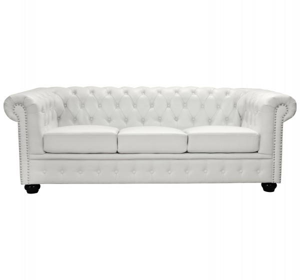 ΚΑΝΑΠΕΣ 3ΘΕΣΙΟΣ T.CHESTERFIELD HM3009.02 ΤΕΧΝΟΔΕΡΜΑ ΛΕΥΚΟ ΜΑΤ 208x90x73 εκ.