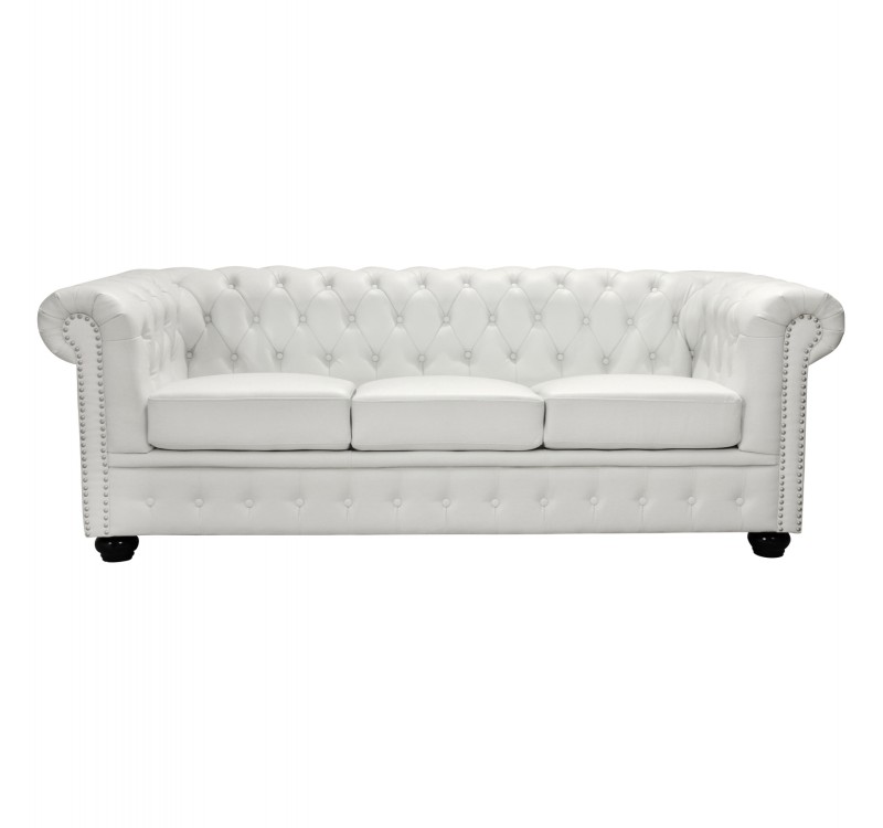 ΚΑΝΑΠΕΣ 3ΘΕΣΙΟΣ T.CHESTERFIELD HM3009.02 ΤΕΧΝΟΔΕΡΜΑ ΛΕΥΚΟ ΜΑΤ 208x90x73 εκ.