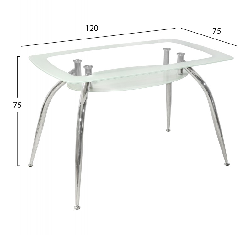 ΤΡΑΠΕΖΙ NORRIS 120Χ75Χ75ΕΚ HM0086.01 ΓΥΑΛΙΝΟ ΛΕΥΚΟ