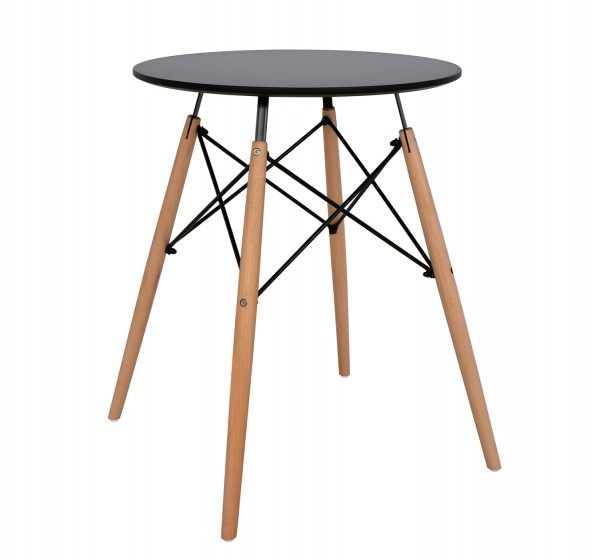 ΤΡΑΠΕΖΙ MINIMAL ΣΤΡΟΓΓΥΛΟ HM0060.02 ΜΑΥΡΟ ΧΡΩΜΑ MDF-ΠΟΔΙΑ ΟΞΙΑΣ ΦΥΣΙΚΟ Φ60Χ72Υεκ.