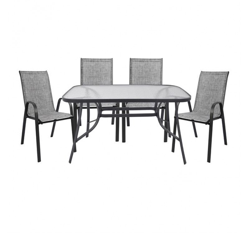 ΣΕΤ ΤΡΑΠΕΖΑΡΙΑΣ ΓΚΡΙ ΜΕΤΑΛΛΙΚΟ 5ΤΜΧ ΜΕ 4 ΚΑΡΕΚΛΕΣ & ΤΡΑΠΕΖΙ 140Χ80 HM5200.01