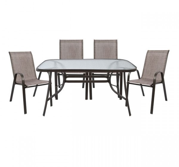 ΣΕΤ ΤΡΑΠΕΖΑΡΙΑΣ ΕΞ.ΧΩΡΟΥ 5ΤΜΧ HM5200.02 ΜΕ 4 ΚΑΡΕΚΛΕΣ & ΤΡΑΠΕΖΙ 140Χ80--ΚΑΦΕ