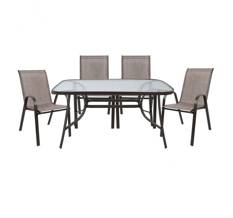 ΣΕΤ ΤΡΑΠΕΖΑΡΙΑΣ ΕΞ.ΧΩΡΟΥ 5ΤΜΧ HM5200.02 ΜΕ 4 ΚΑΡΕΚΛΕΣ & ΤΡΑΠΕΖΙ 140Χ80--ΚΑΦΕ