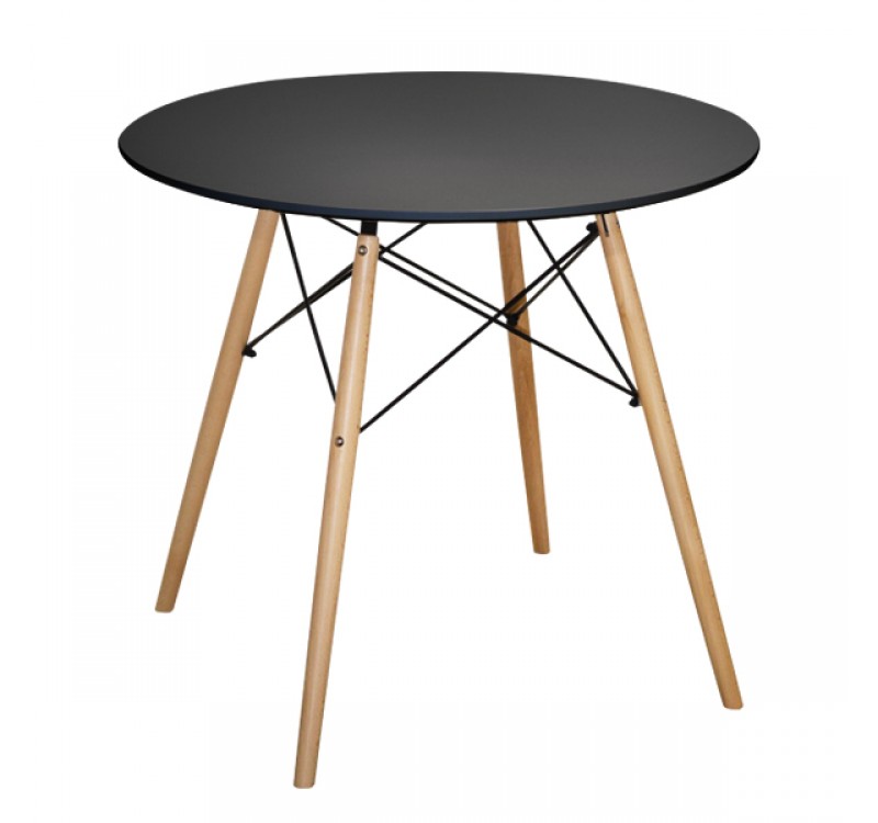 ΤΡΑΠΕΖΙ MINIMAL ΣΤΡΟΓΓΥΛΟ HM0059.02 MDF ΣΕ ΜΑΥΡΟ-ΠΟΔΙΑ ΟΞΙΑΣ ΦΥΣΙΚΟ Φ80Χ72Υεκ.