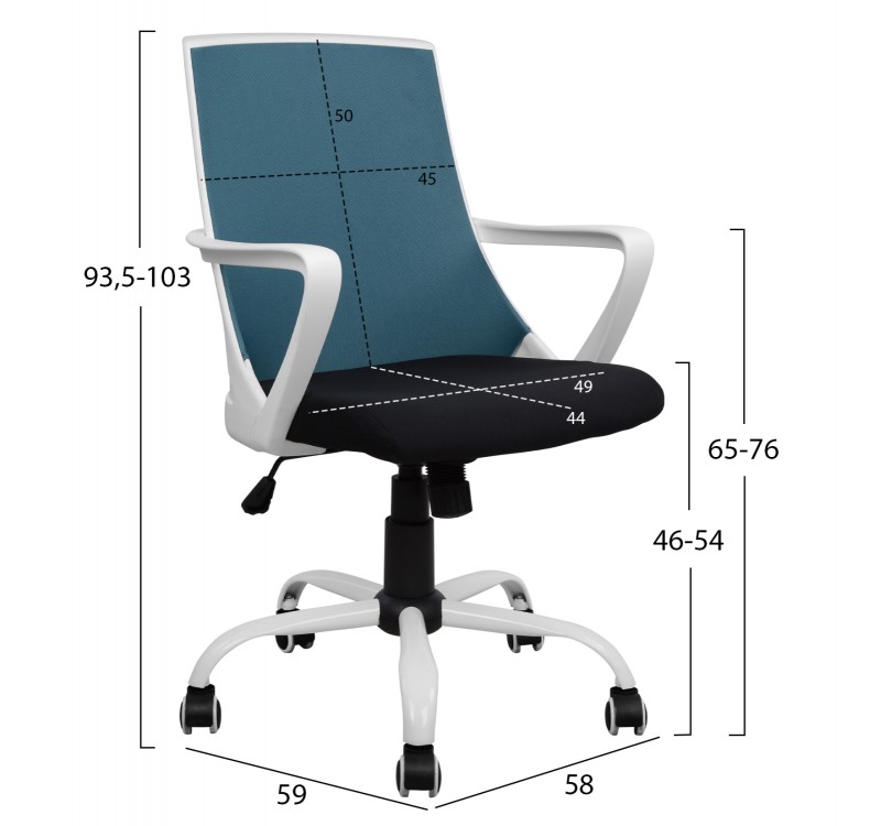 ΚΑΡΕΚΛΑ ΓΡΑΦΕΙΟΥ MALFOI HM1053.06 ΜΠΛΕ MESH & ΠΟΔΙ ΜΕΤΑΛΛΙΚΟ 58x59x103 εκ.