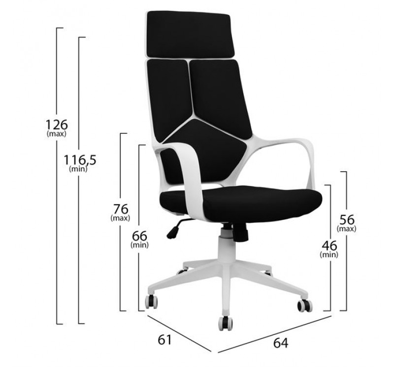 ΚΑΡΕΚΛΑ ΓΡΑΦΕΙΟΥ ANIVIA HM1054.01 ΜΑΥΡO & ΠΟΔΙ ΛΕΥΚΟ 64x61x126 εκ.