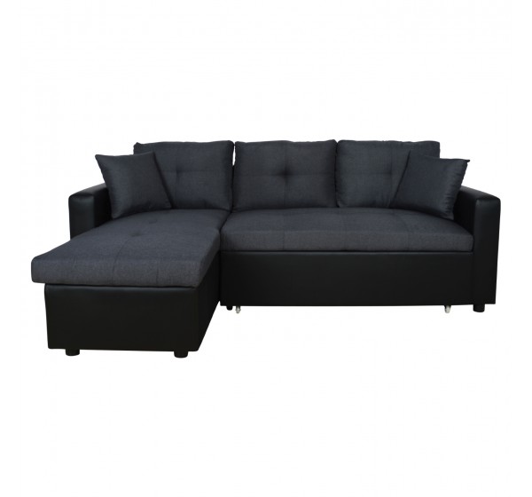 ΚΑΝΑΠΕΣ ΓΩΝΙΑ ΚΡΕΒΑΤΙ WAYNE 220x146x86Υεκ.HM3028.01 ΓΚΡΙ ΜΕ ΜΑΥΡΟ PU
