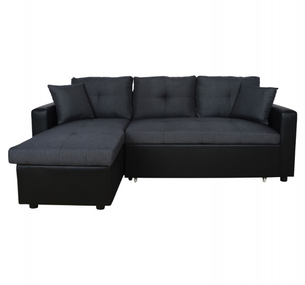 ΚΑΝΑΠΕΣ ΓΩΝΙΑ ΚΡΕΒΑΤΙ WAYNE 220x146x86Υεκ.HM3028.01 ΓΚΡΙ ΜΕ ΜΑΥΡΟ PU