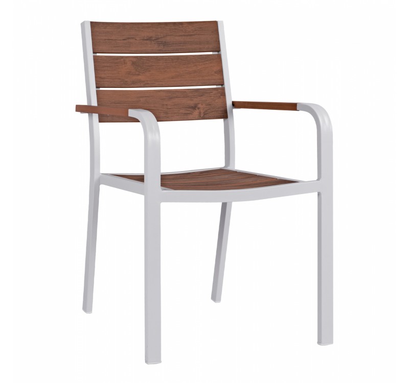 ΠΟΛΥΘΡΟΝΑ ΑΛΟΥΜΙΝΙΟΥ SAGA ΛΕΥΚΗ ΜΕ POLYWOOD HM5127.01 55x56x85Υ εκ.