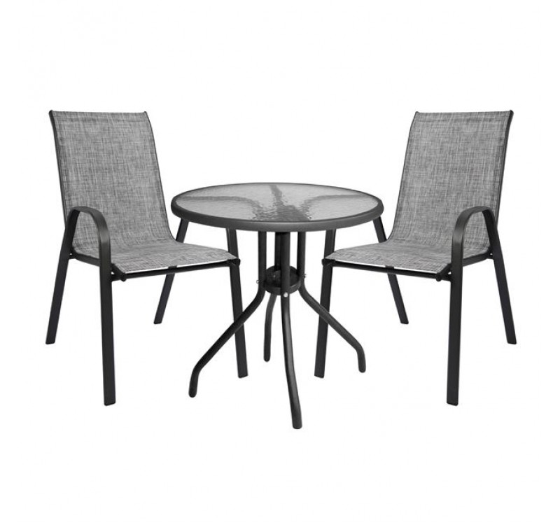 ΣΕΤ ΤΡΑΠΕΖΑΡΙΑΣ 3ΤΜΧ ΜΕ ΤΡΑΠΕΖΙ Φ70 & ΚΑΡΕΚΛΕΣ LEON ΓΚΡΙ HM5184.01