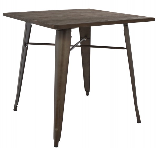 ΤΡΑΠΕΖΙ ΜΕΤΑΛΛΙΚΟ ΣΕ ΧΡΩΜΑ RUSTY ΚΑΙ ΞΥΛΟ HM0611.04 80x80x76εκ