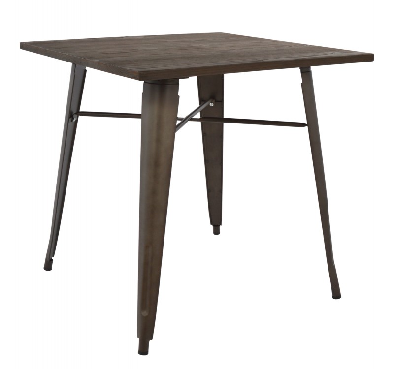 ΤΡΑΠΕΖΙ ΜΕΤΑΛΛΙΚΟ ΣΕ ΧΡΩΜΑ RUSTY ΚΑΙ ΞΥΛΟ HM0611.04 80x80x76εκ