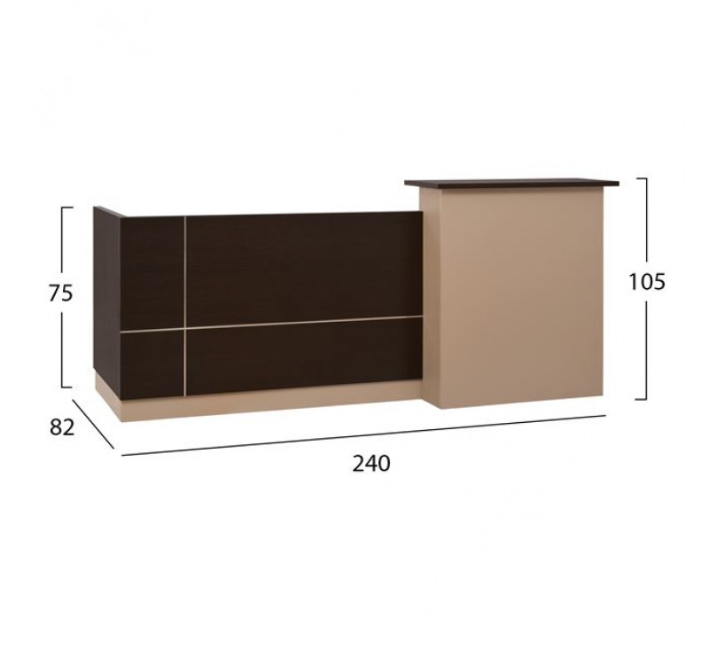 ΓΡΑΦΕΙΟ ΥΠΟΔΟΧΗΣ DALTON HM2068.01 ΜΕΛΑΜΙΝΗ ΣΕ WENGE-ΜΠΕΖ 240x80x106Υεκ.
