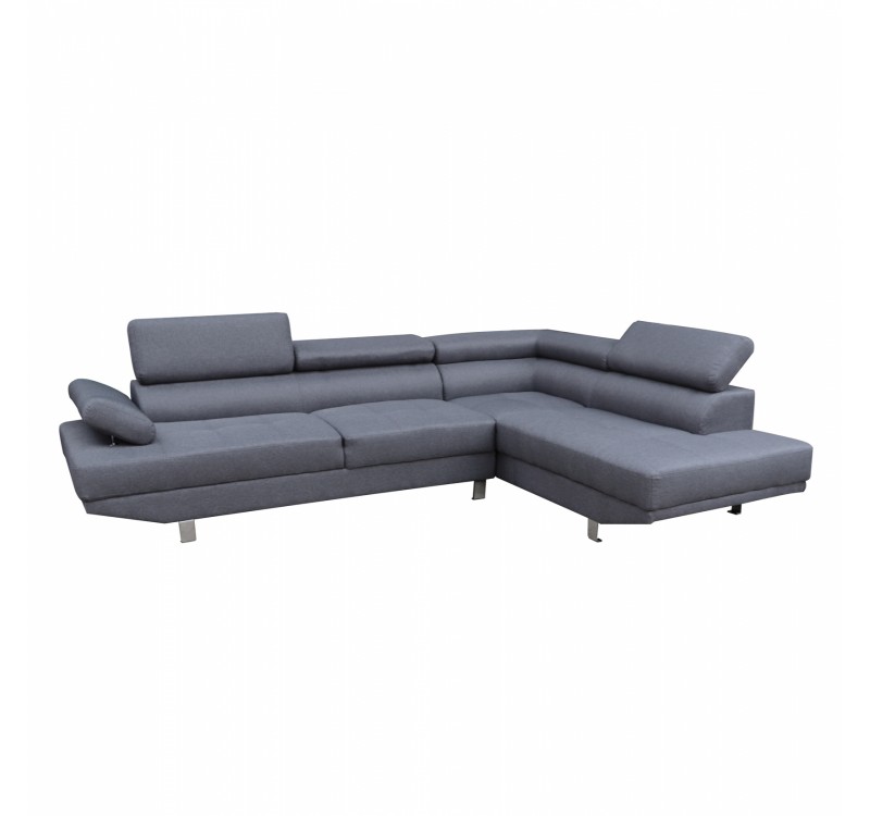 ΚΑΝΑΠΕΣ ΓΩΝΙΑ ΔΕΞΙΑ GORO HM3085.10R ΓΚΡΙ ΥΦΑΣΜΑ 270x200x87Y εκ.