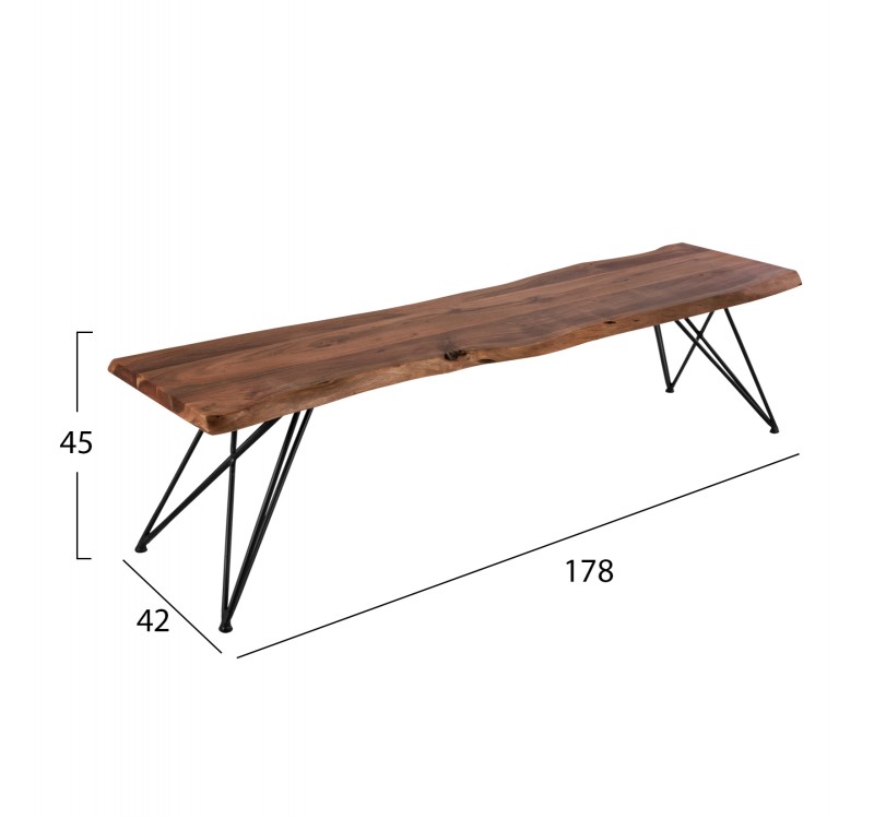 ΠΑΓΚΑΚΙ RIO 4εκ.ΠΑΧΟΣ ΑΠΟ ΜΑΣΙΦ ΞΥΛΟ ΑΚΑΚΙΑΣ ΦΥΣΙΚΟ 178Χ42Χ45Υεκ.HM8182