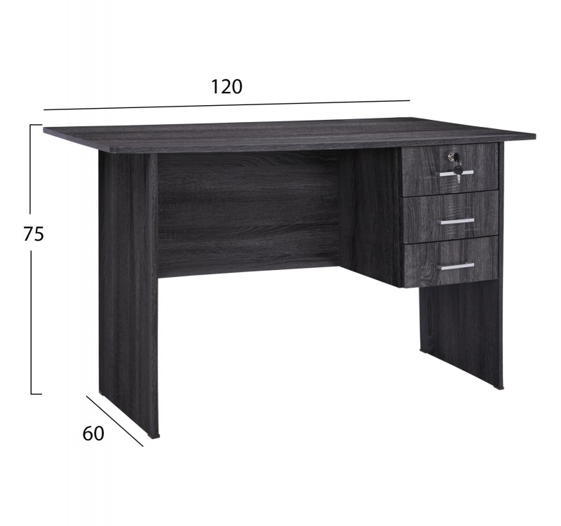 ΓΡΑΦΕΙΟ ΜΕ 3 ΣΥΡΤΑΡΙΑ HAYDEN HM2268.01 ΜΕΛΑΜΙΝΗ ΣΕ ΑΝΘΡΑΚΙ ΧΡΩΜΑ 120x60x75Υεκ