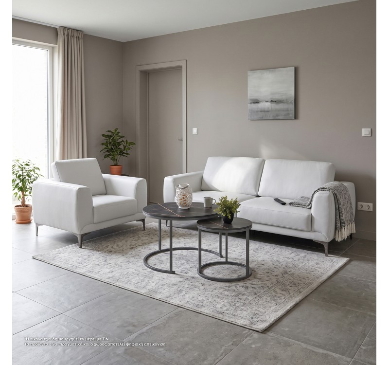 ΣΕΤ ΣΑΛΟΝΙΟΥ 3ΤΜΧ  KENZIE ΜΕ ΛΕΥΚΟ PU HM10329.01