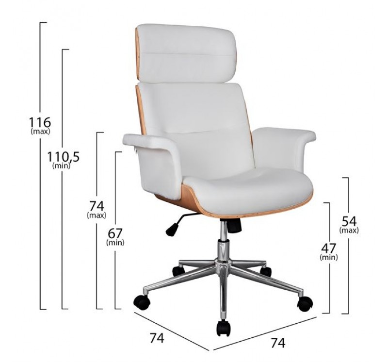 ΚΑΡΕΚΛΑ ΓΡΑΦΕΙΟΥ ΔΙΕΥΘΥΝΤΙΚΗ SUPERIOR PRO HM1108.02 SONAMA-ΛΕΥΚΟ PU 74x74x116Yεκ.