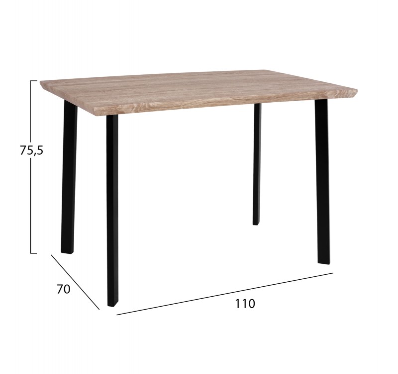 ΤΡΑΠΕΖΙ ΤΡΑΠΕΖΑΡΙΑΣ PALANI 110X70 SONAMA ΜΕ ΜΑΥΡΑ ΠΟΔΙΑ HM8333