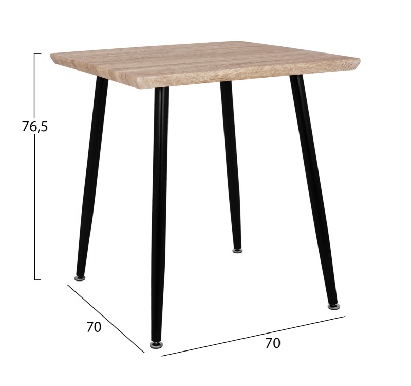 ΤΡΑΠΕΖΙ ΤΡΑΠΕΖΑΡΙΑΣ PALOMA HM8335.01, 70Χ70X76.5, SONOMA, ΜΑΥΡΑ ΠΟΔΙΑ