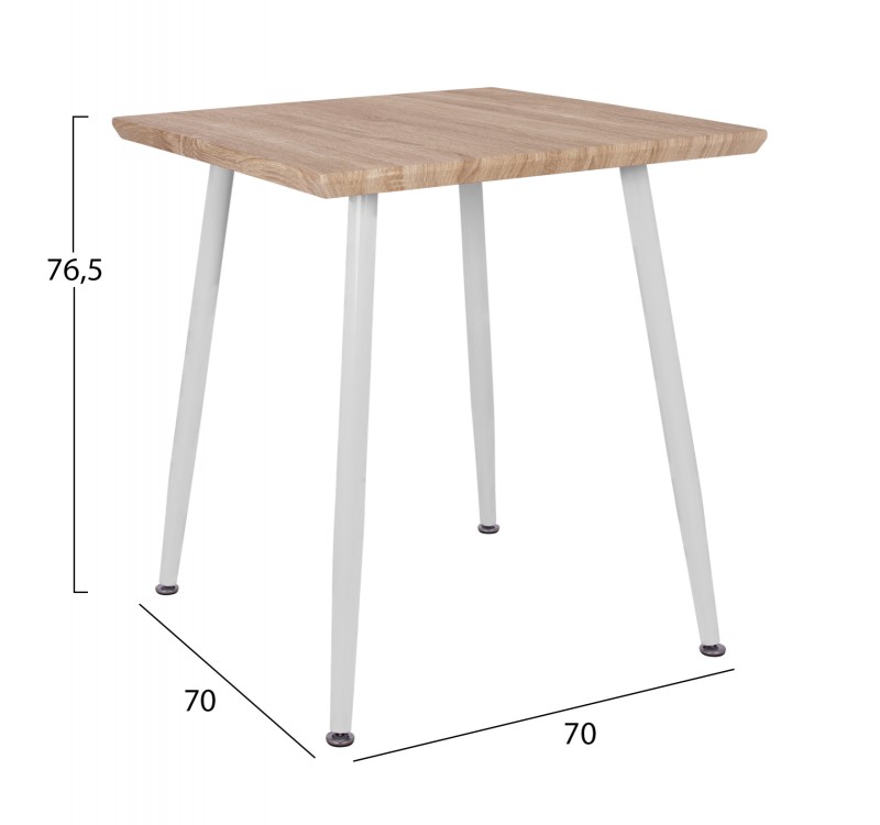 ΤΡΑΠΕΖΙ ΤΡΑΠΕΖΑΡΙΑΣ PALOMA HM8335.02, 70Χ70X76,5, SONOMA, ΛΕΥΚΑ ΠΟΔΙΑ